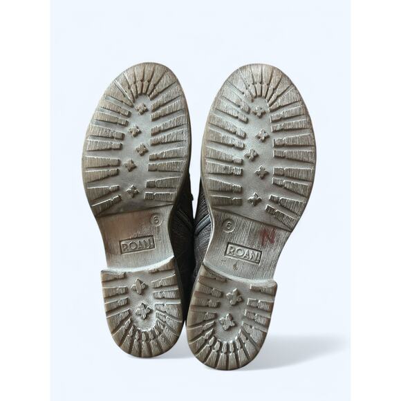 NEW ROAN Affair P Suede Leather Lace-up Combat Moto Boots Gray size 6 Edgy Boho - Picture 8 of 9